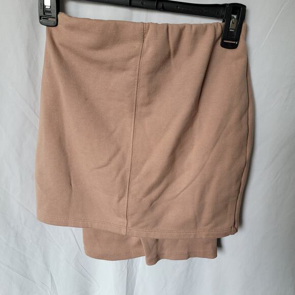Zara Peach Pink Ribbed High Waisted Knit Bike Short Skirt Skort Size Small - Picture 12 of 12